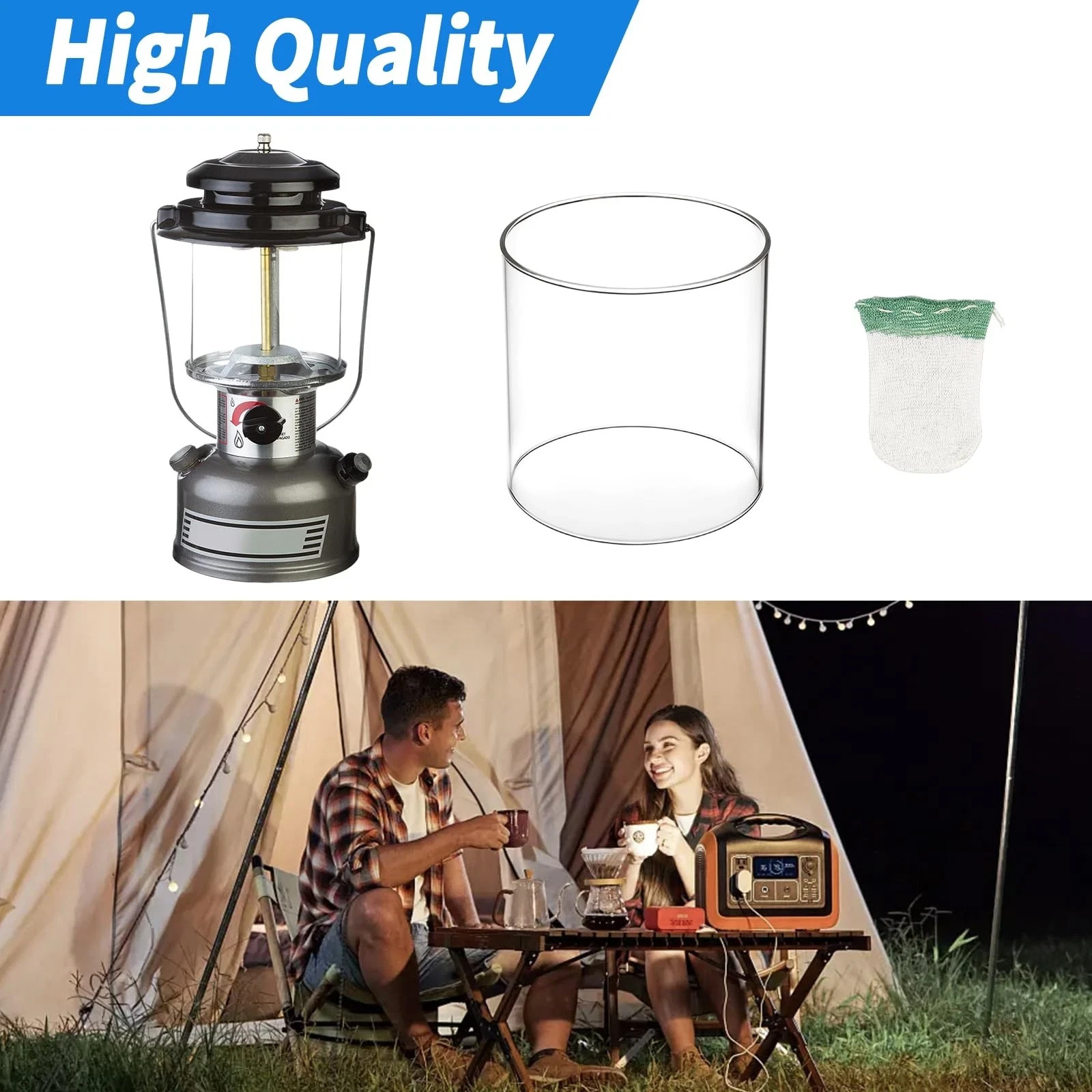 10-Pack Propane Lantern Mantles with Glass Globe: U-Shape & Standard Replacement