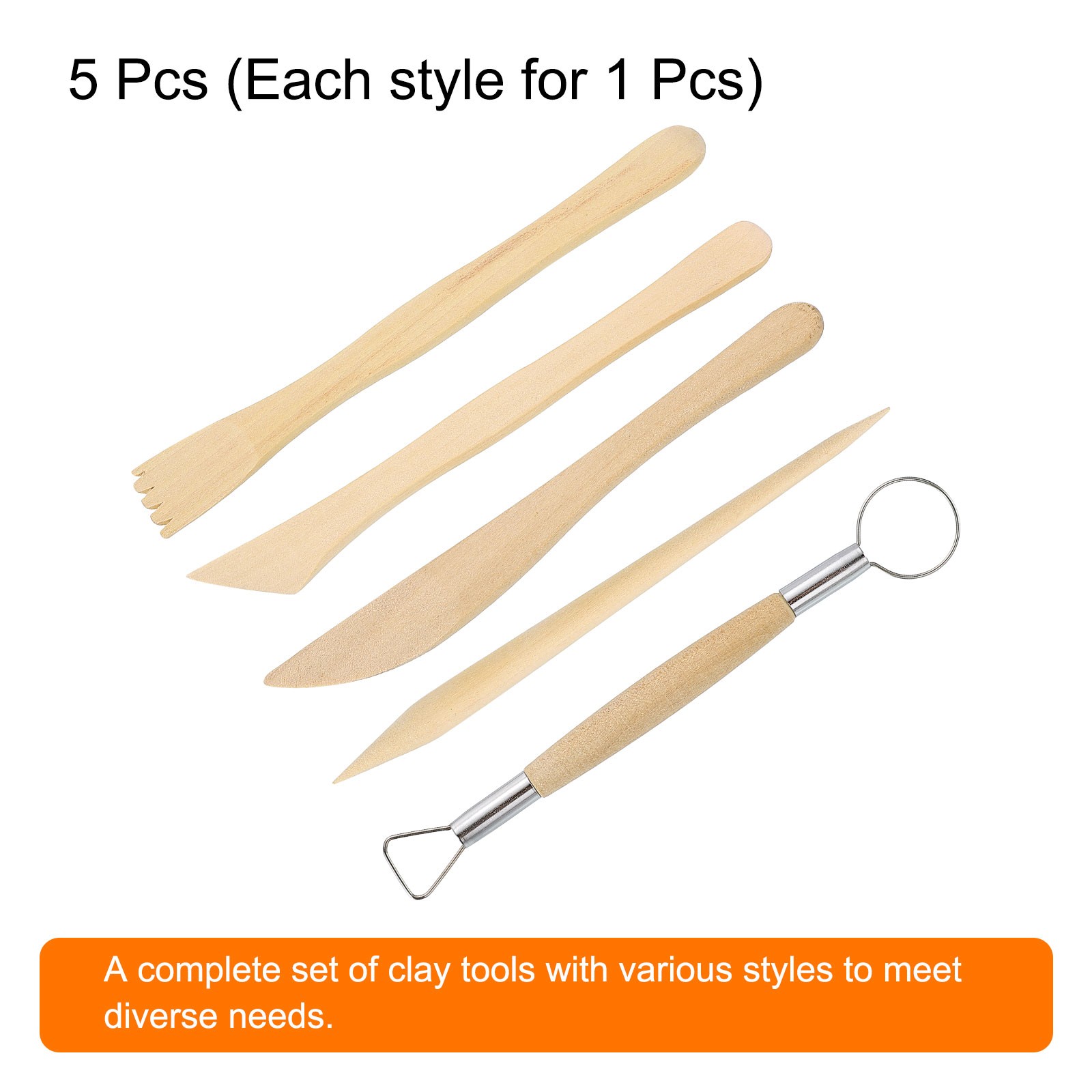 5pcs Wooden Clay Sculpting Tools Double-Headed Modeling Sculpting Pottery Tool