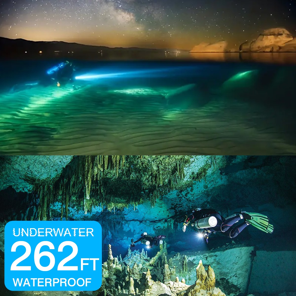 Underwater Flashlight Professional Diving Light LED Waterproof Dive Scuba Lamp