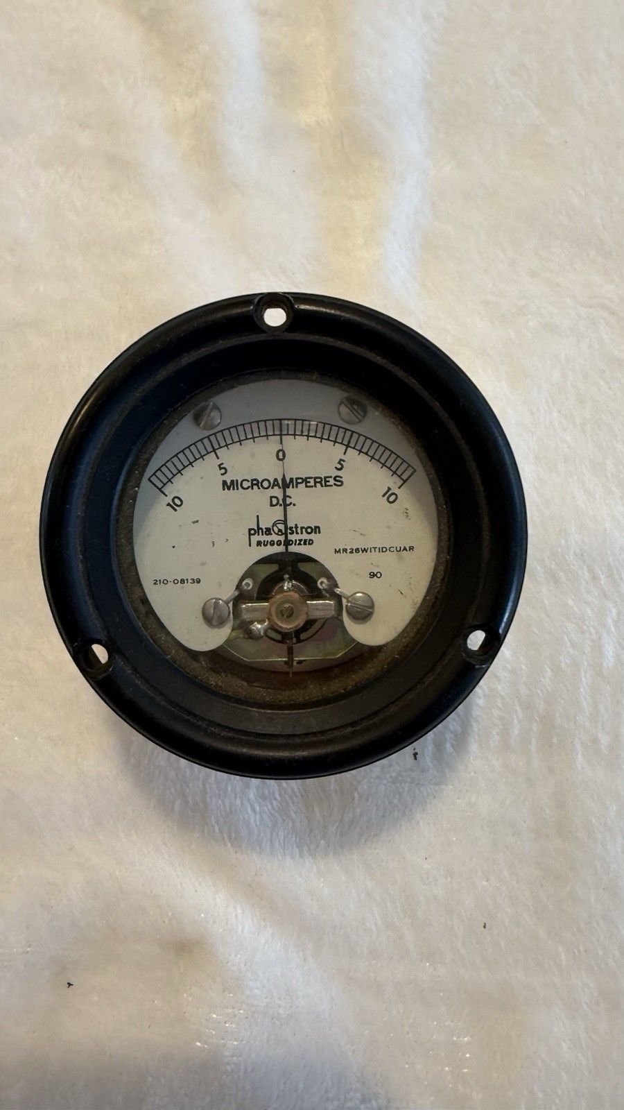 Vintage Phastron DC Microammeter Panel Meter ±10µA Ruggedized MR26W1TDCUAR