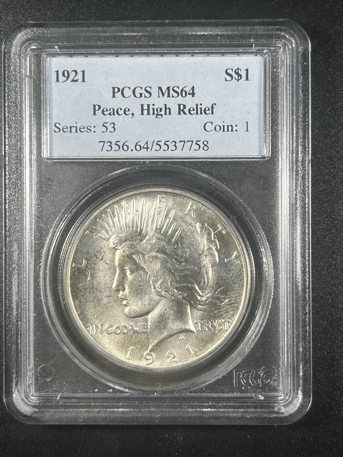 1921 $1 PCGS MS64 High Relief