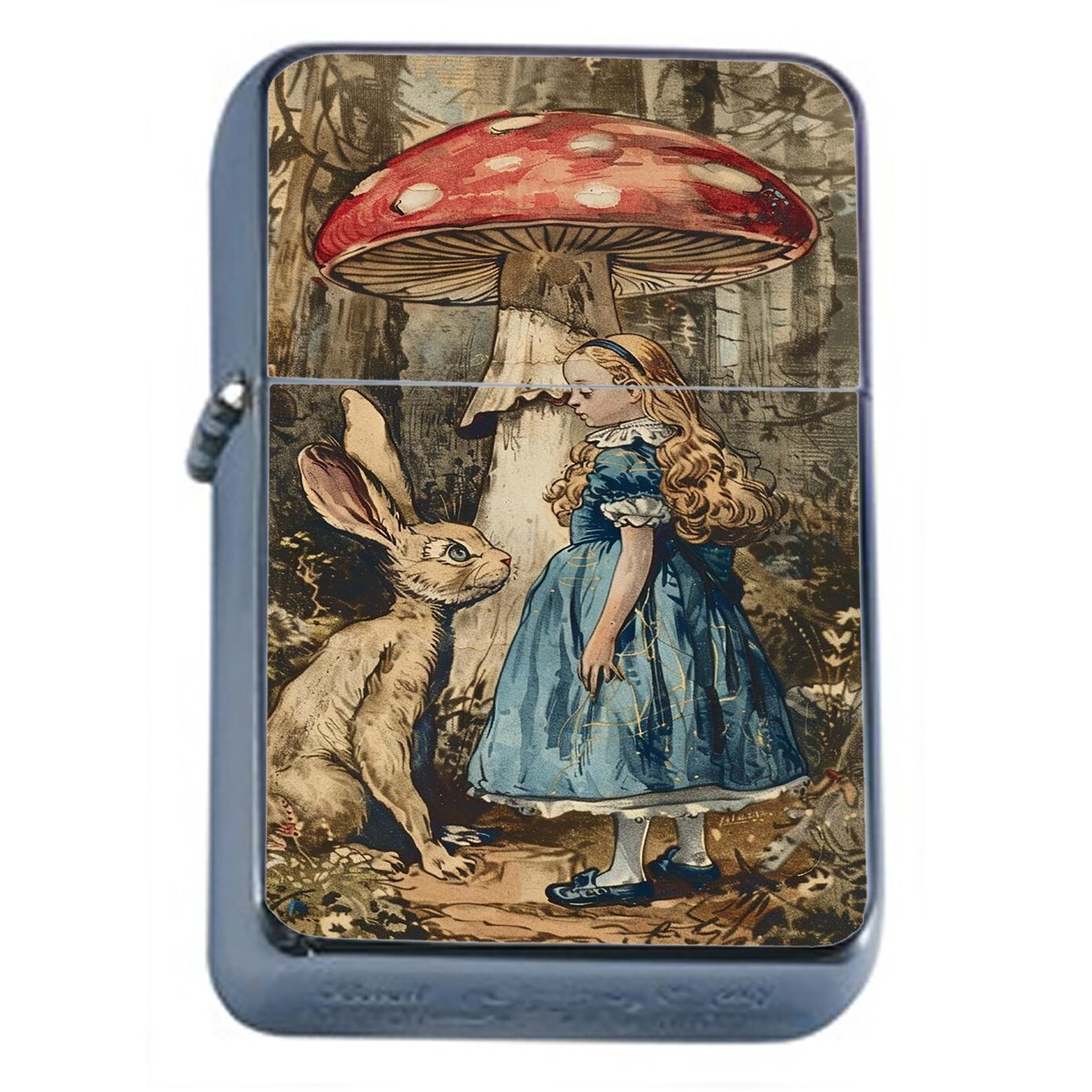 Windproof Refillable Flip Top Oil Lighter Mushroom Fairytale Wonder Alice