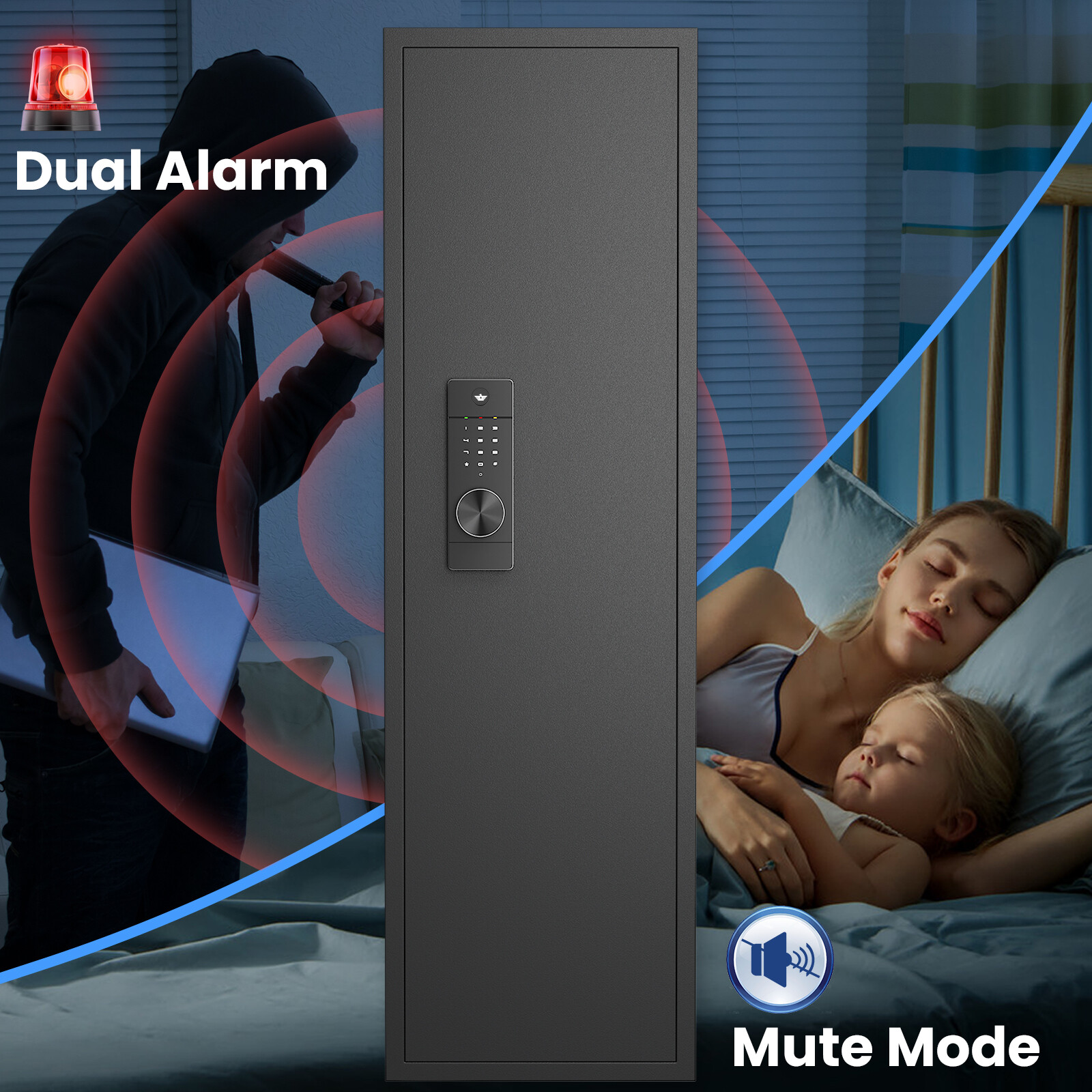 53" Digital Hidden Wall Safe Between Studs Wall Gun Safe for Rifles