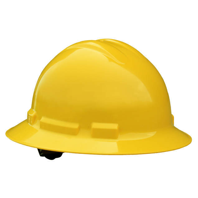 Radians Yellow Quartz Full Brim Hard Hat, 6 points suspension