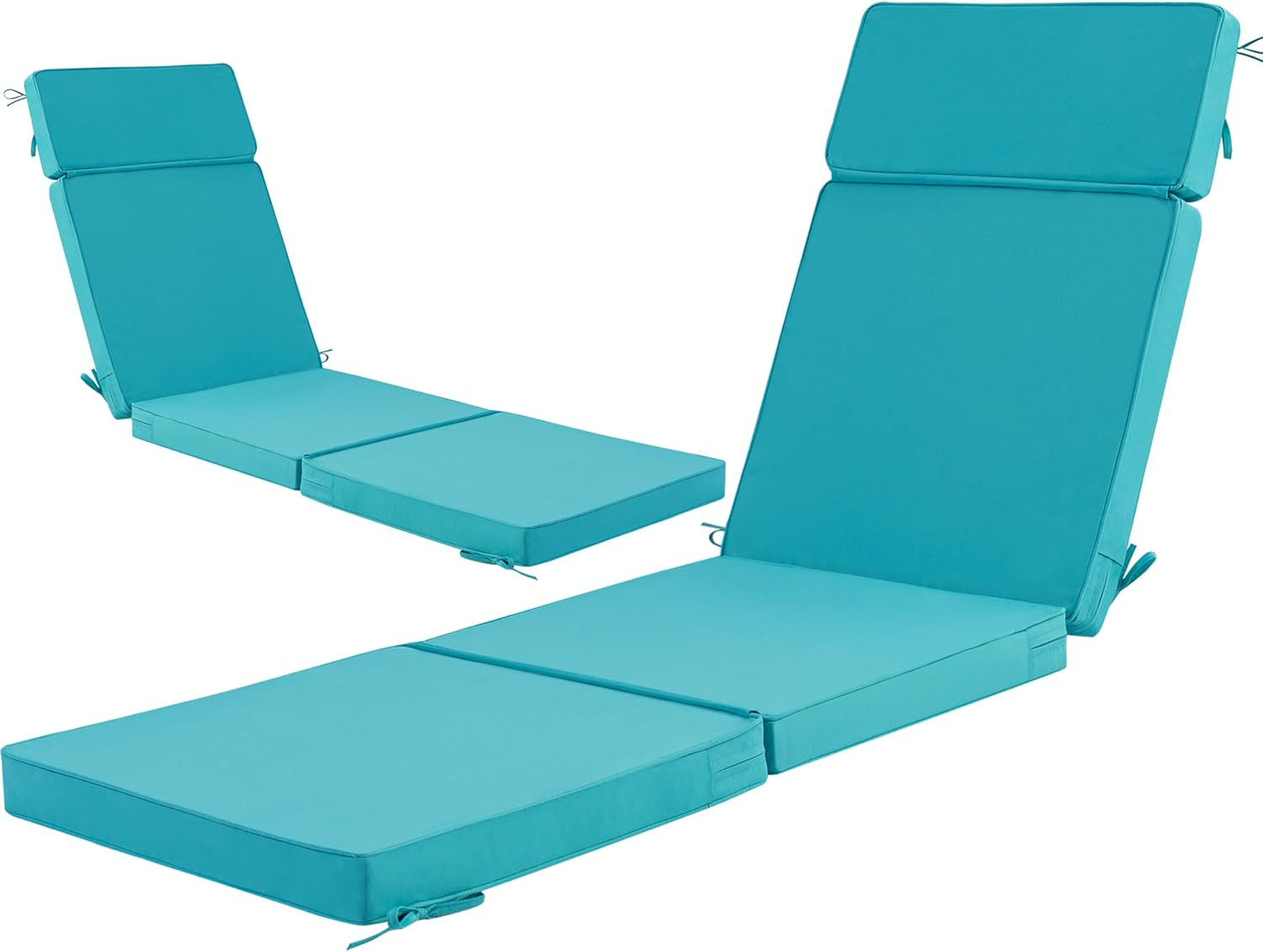 72 X 21 Inch Outdoor Chaise Lounge Cushions Set of 2 - Removable Cover, 4-Sectio