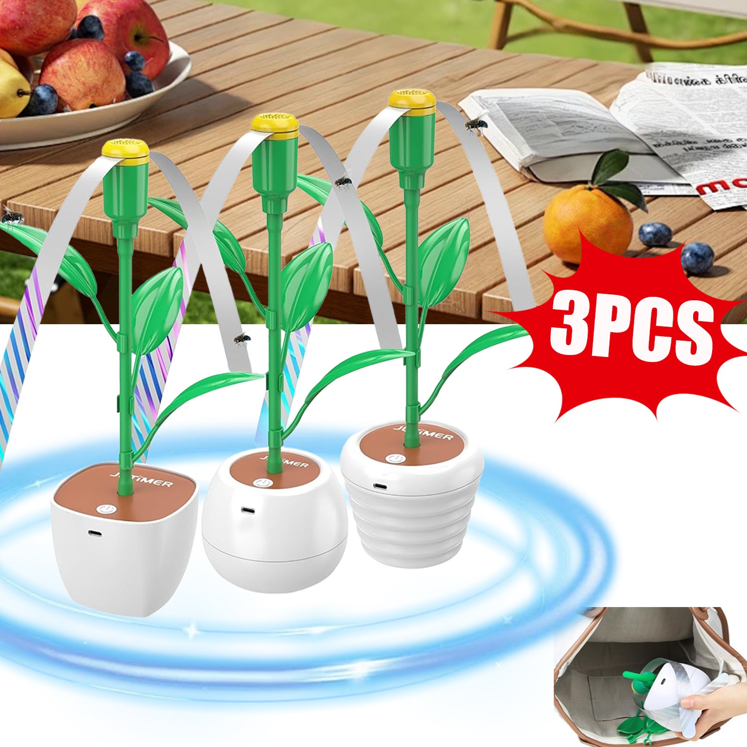3Packs Fly Fans for Tables Repellent Indoor Outdoor with Soft Fan Blades,NEW,m