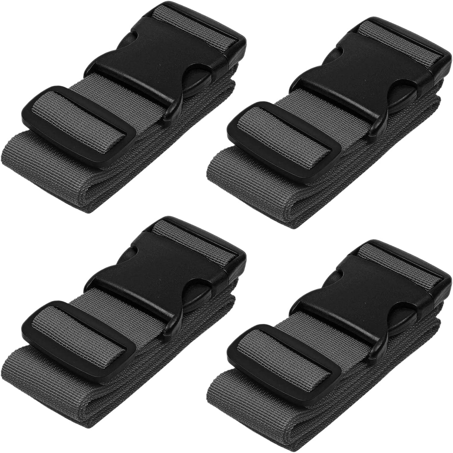 Luggage Straps for Suitcases - TSA Approved - Gray, 4 PK - Premium Nylon Belts f