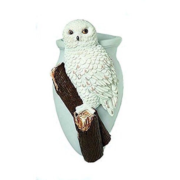 Pair (2) Ibis & Orchid Design Retired Snowy Owls, Bonded Marble Wall Vases