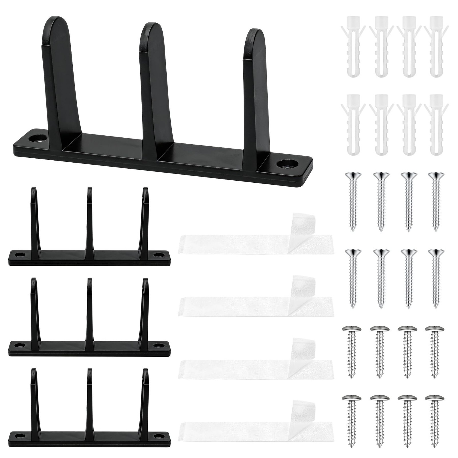 4 Pack Black Sliding Closet Door Floor Guide Universal Bottom Guide Set