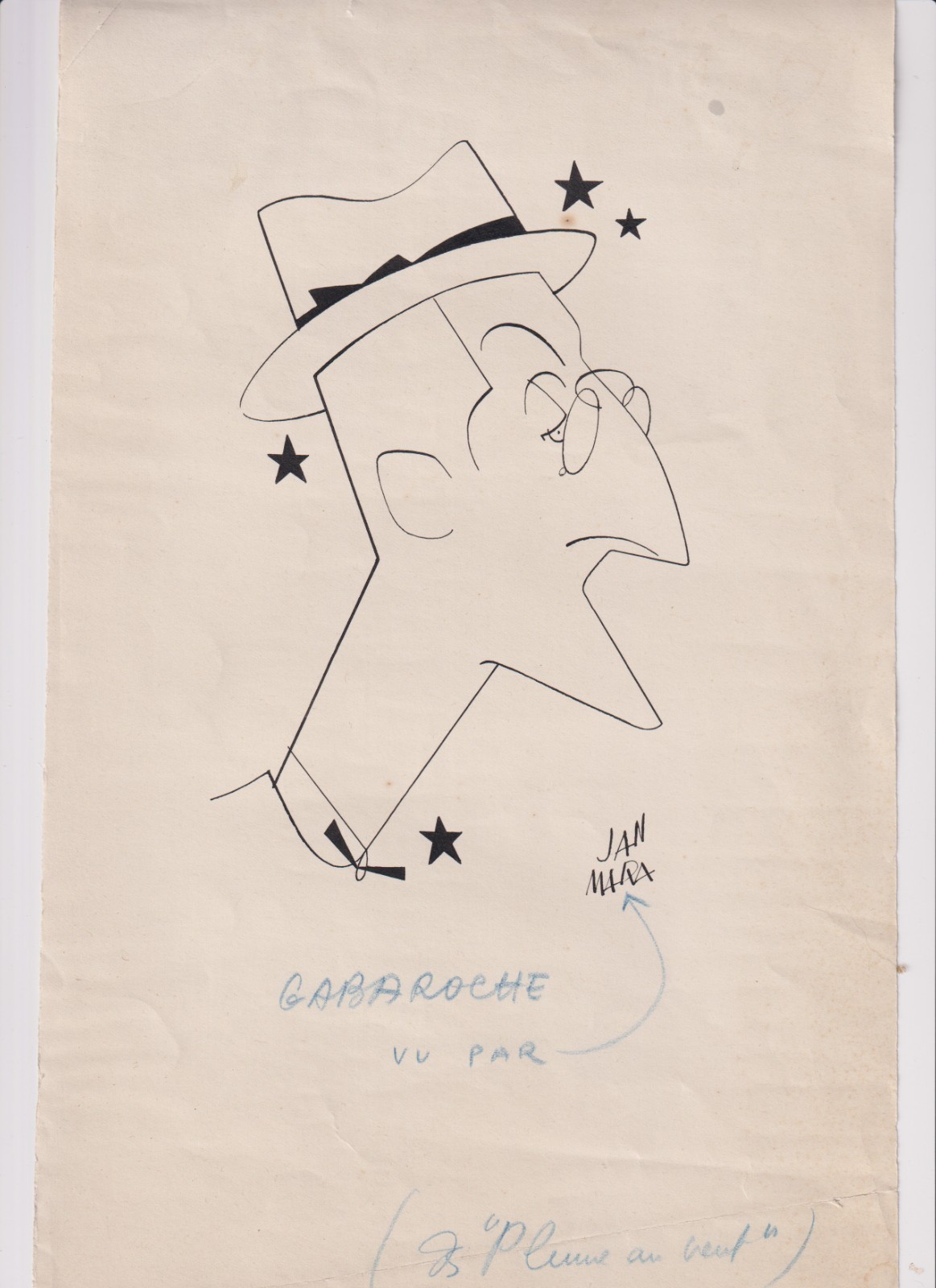 Gabaroche Superbe Original Drawing Signed Jan Mara 31*20