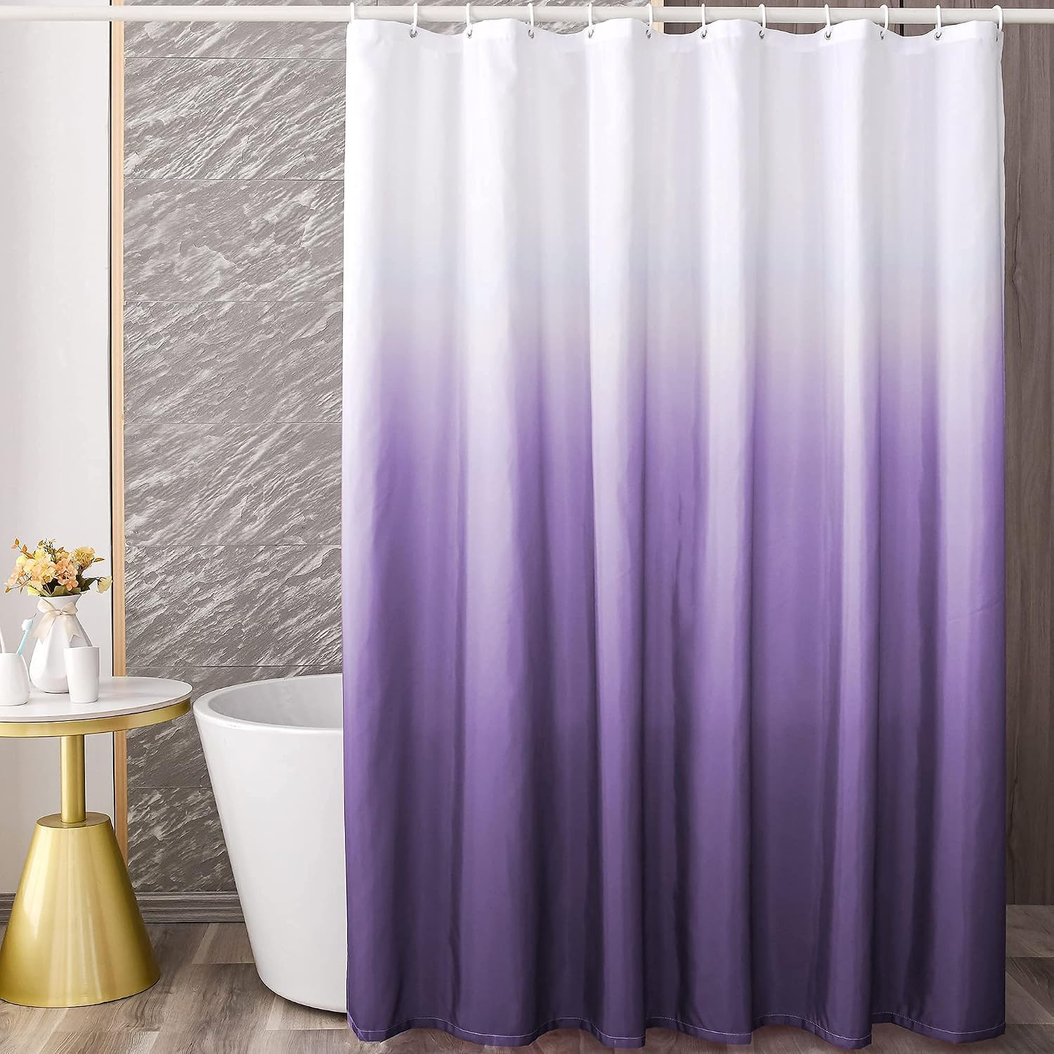 Purple Ombre Shower Curtain Set for Bathroom, 72" W X 84" L | Polyester Waterpro