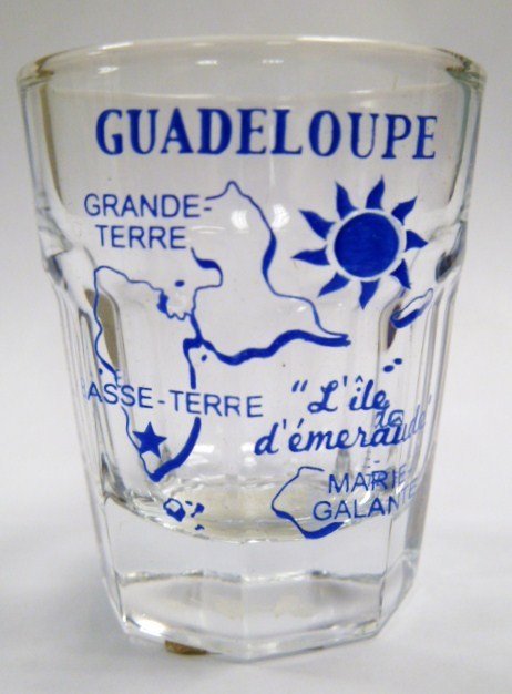 GUADELOUPE VINTAGE MAP OUTLINE SHOT GLASS SHOTGLASS