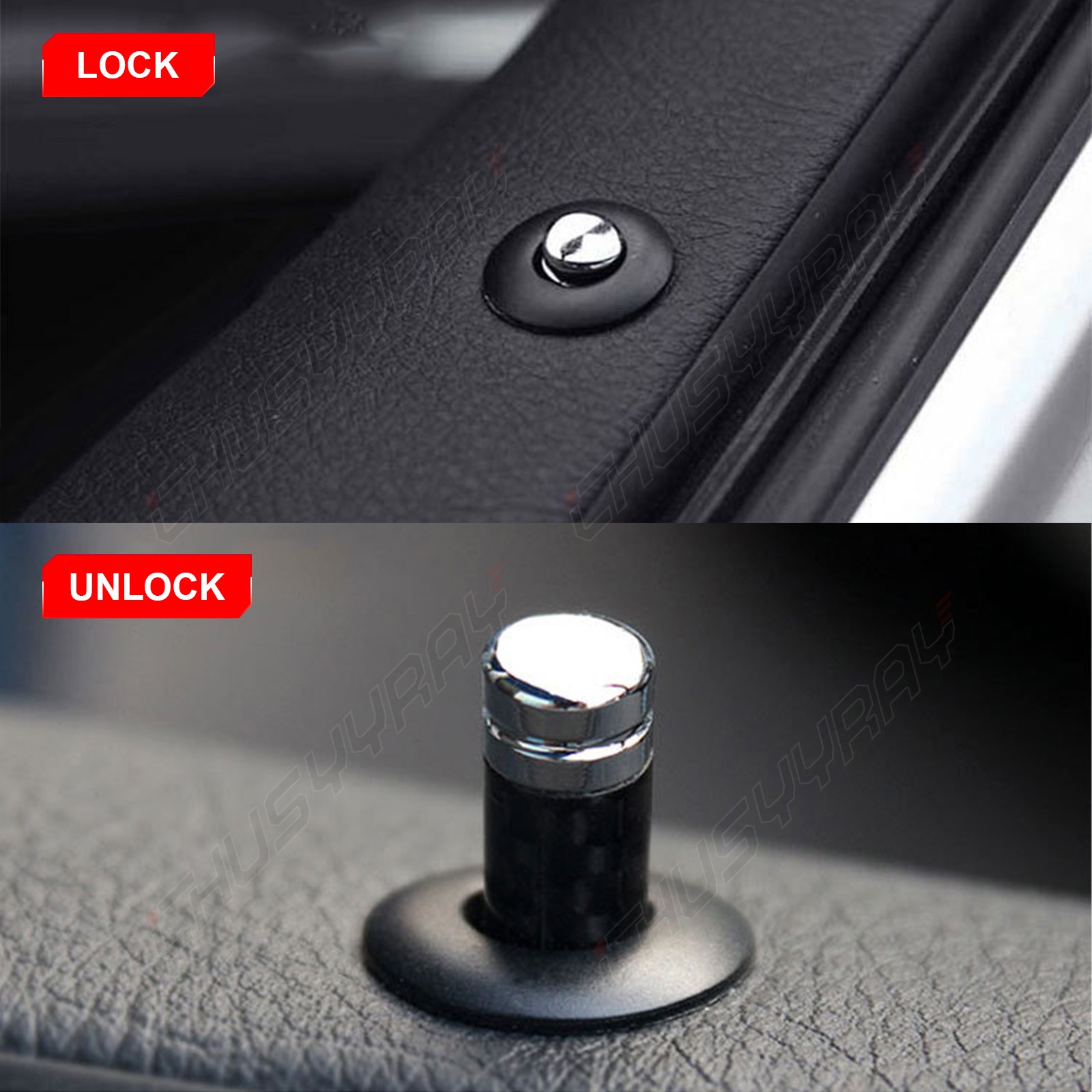 4 door lock knob pins, car interior cover pull rod