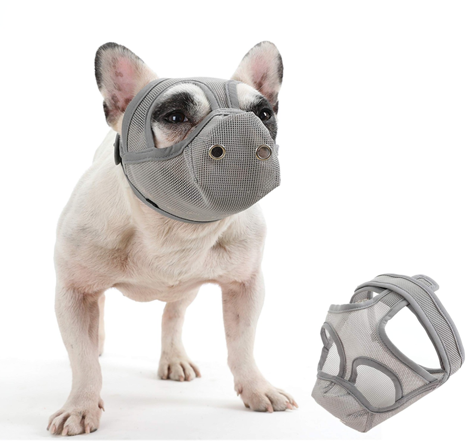 Short Snout Dog Muzzles - Bulldog Muzzle Adjustable Breathable Mesh Can Stick...