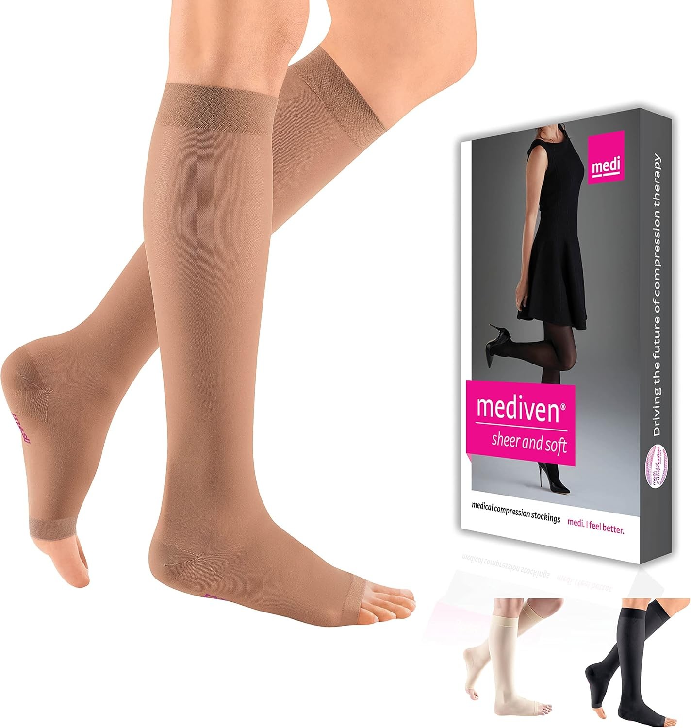 MEDI Sheer & Soft Calf Highs OT 15-20mmHg (Natural) Size: IV