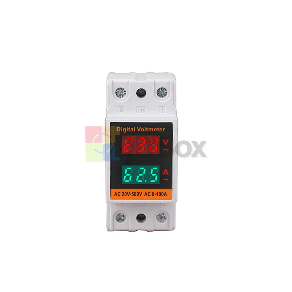 10PCS AC 50-500V 100A Din Rail 1-phase Digital Voltage LCD Voltage Current Meter