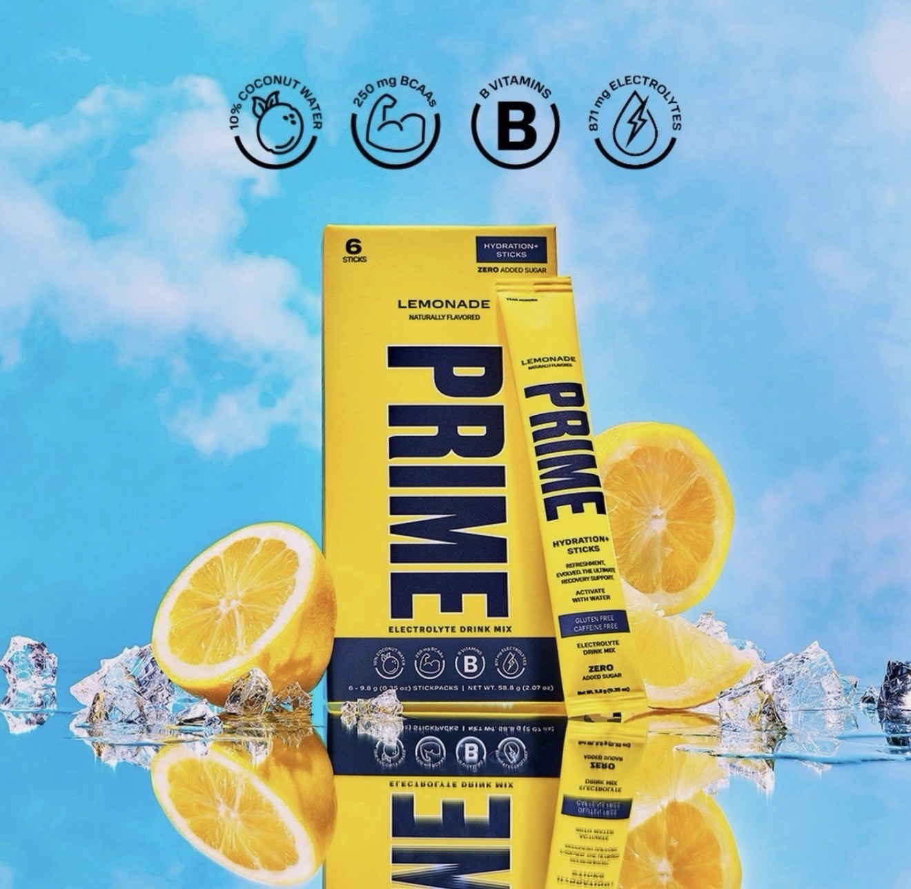 Prime Hydration Lemonade Electrolyte Drink Mix 6 stick (38 Boxes) 228 Sticks