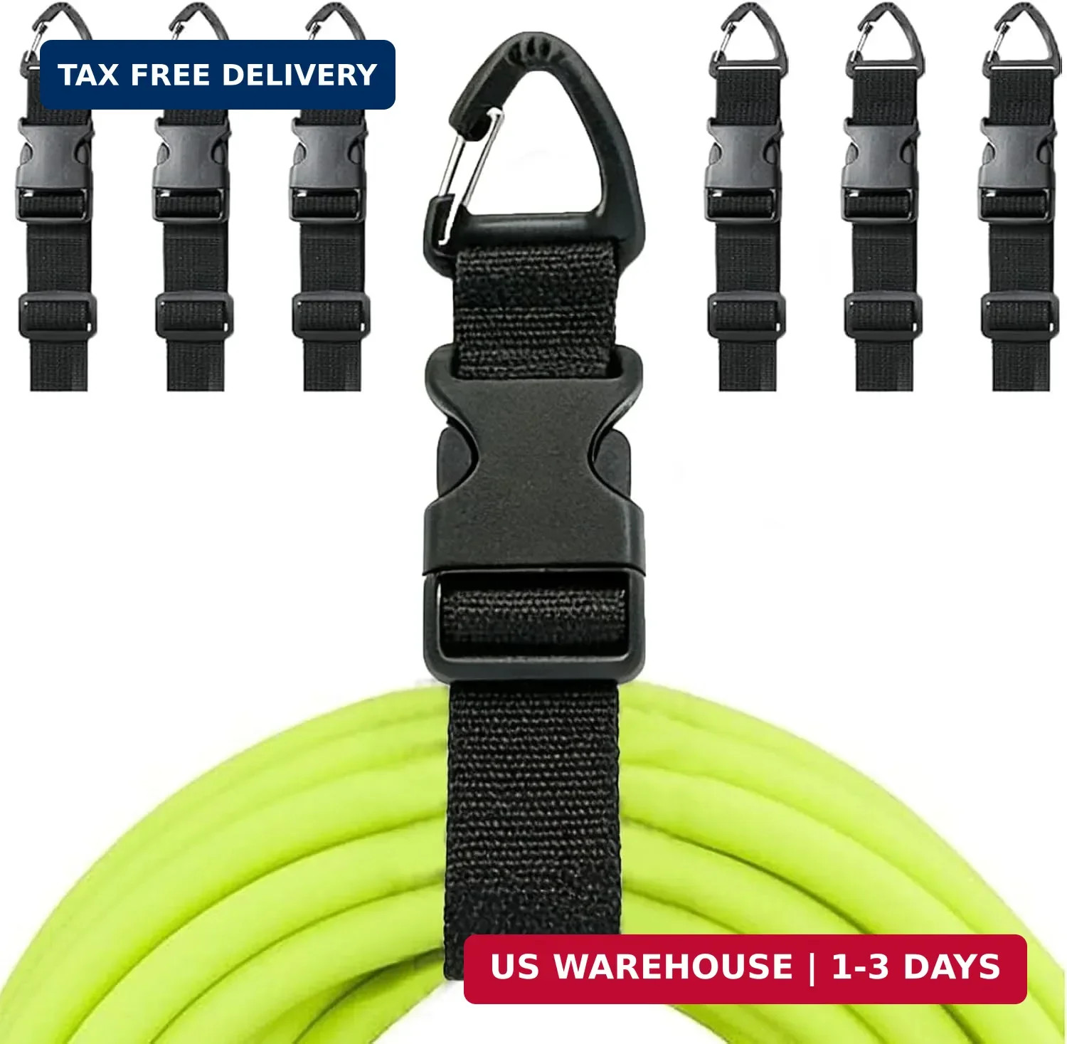 Heavy Duty Extension Cord Organizer 6 Pack Black 17" Adjustable Storage Straps w