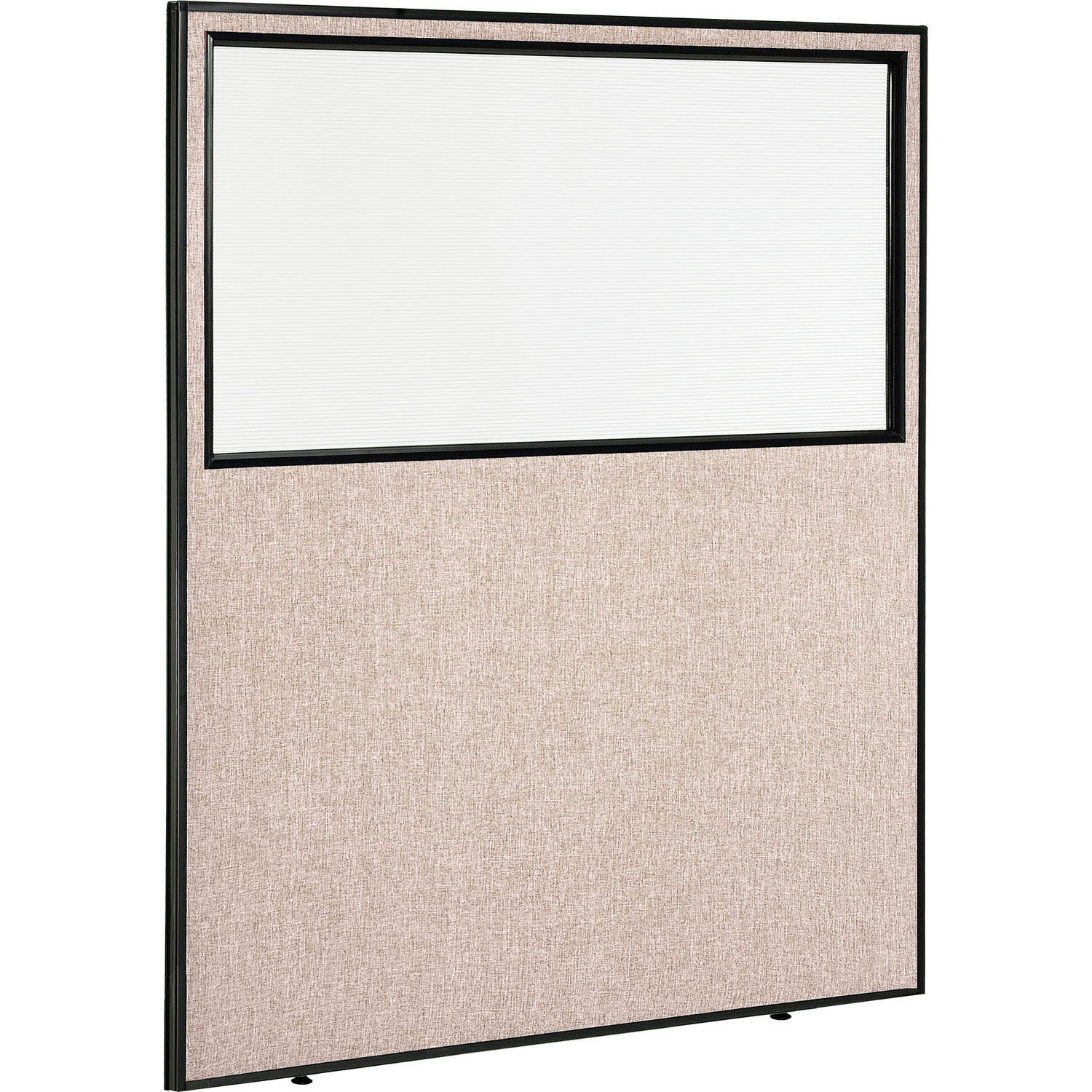 Office Partition Panel With Partial Window 60-1/4"W x 96"H Tan