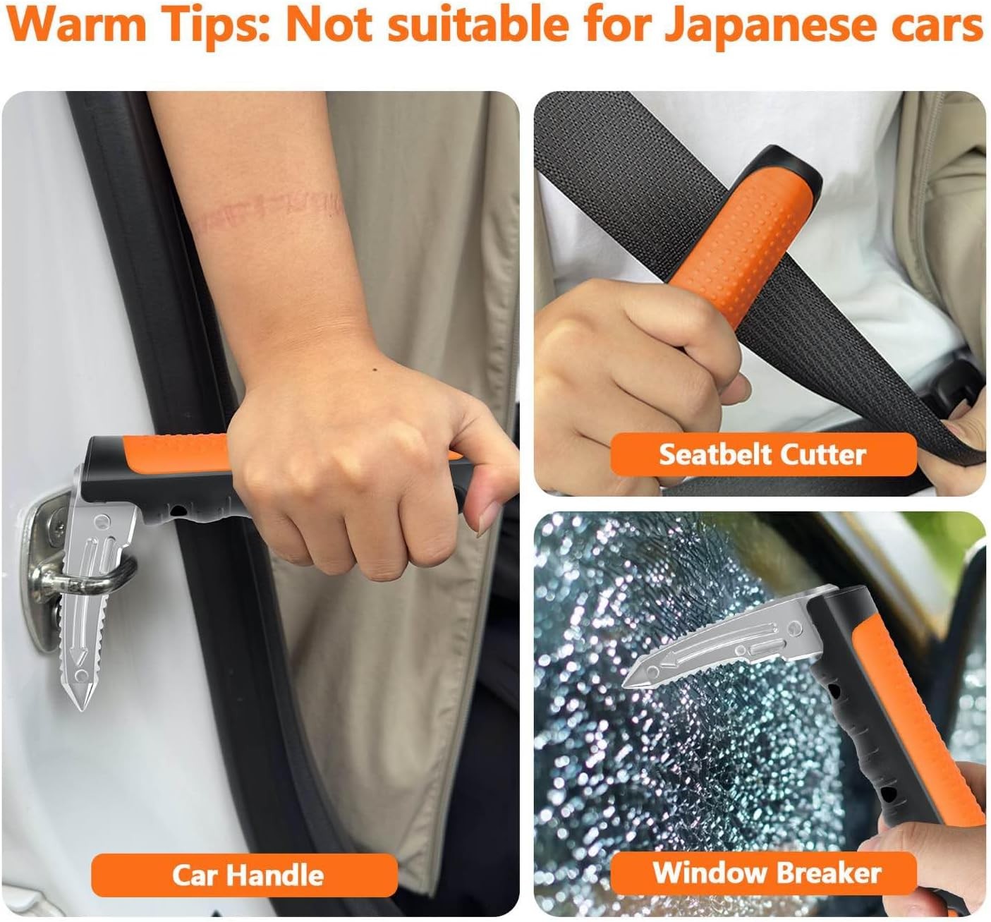Car Door Handle for Elderly - 2025 New 3-in-1 Orange-2-Pack