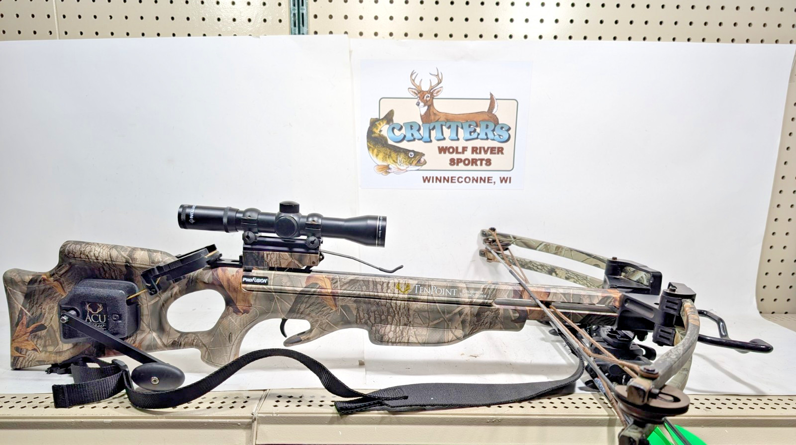 TenPoint PROFUSION Crossbow Pkg w/ ACU-DRAW Cocking Device, Quiver, Bolts, Scope