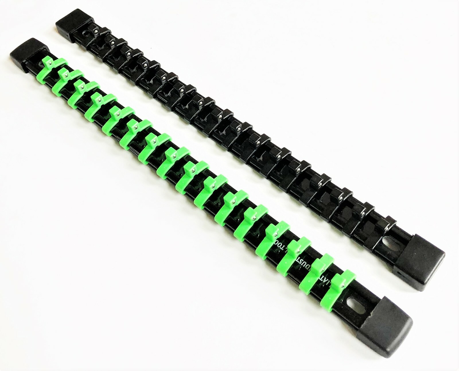 6 GOLIATH INDUSTRIAL ABS MOUNTABLE SOCKET RAIL RACK HOLDER ORGANIZER GREEN/BLACK