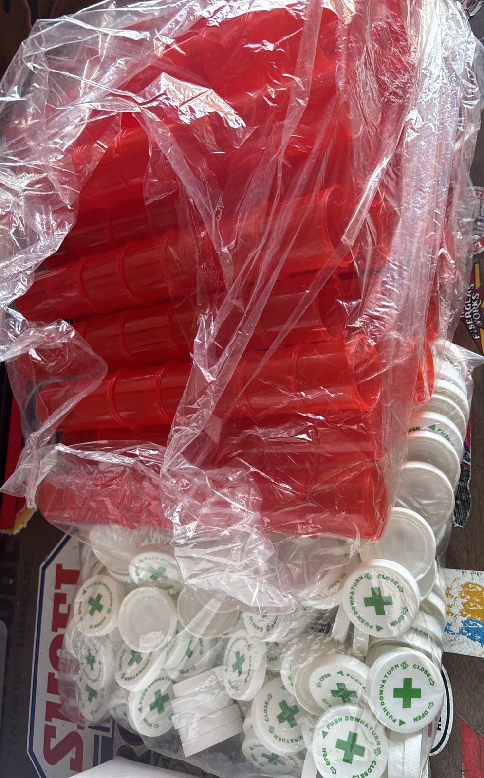 Lot of 180 Large Red Plastic Rx Pill Bottle 40 Dram Container forCraftStorage
