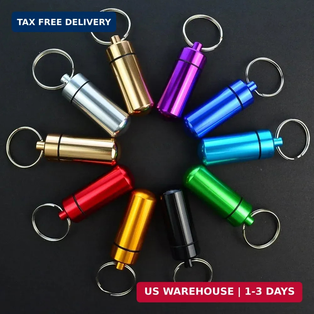 10 Pcs Portable Pill Case, Bantoye Waterproof Aluminum Holders Storage Container