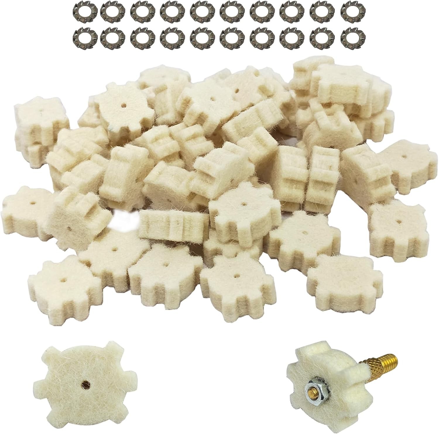 .223/5.56 .300BLk Wool Star Chamber Cleaning Pads with Rod Fitting Adapter...