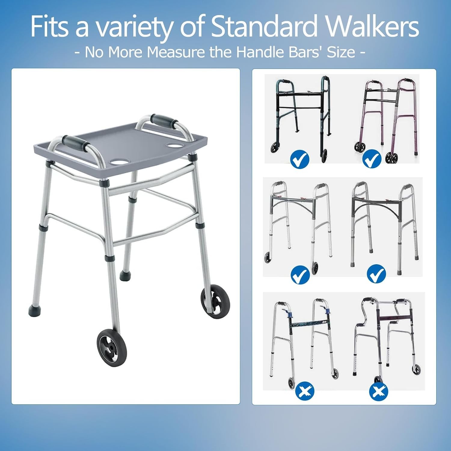 Walker Tray for Elderly Disabled, Folding Rollator Desk Lap Board Eating Aid,...