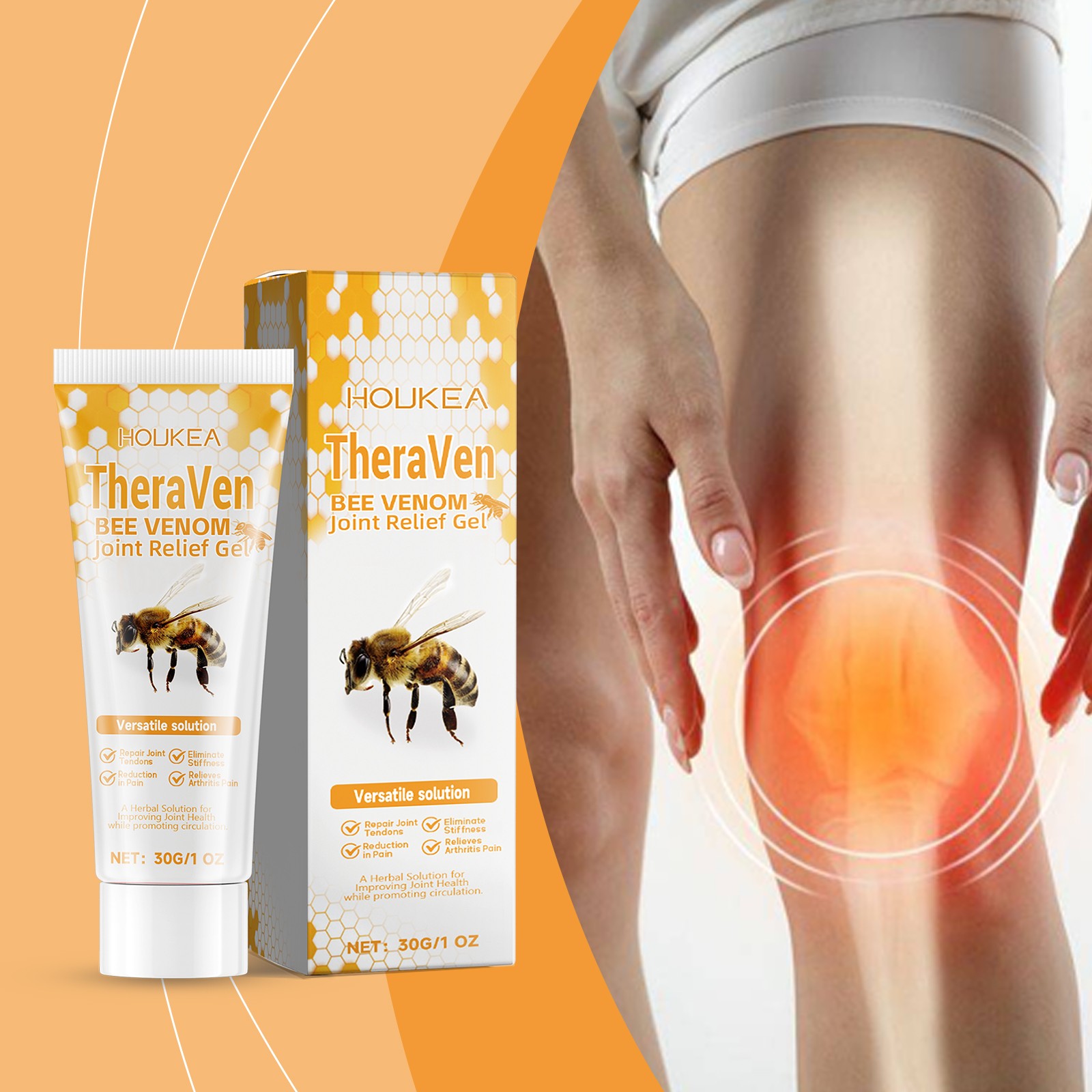 Joint Pain Relief Topical Gel with Bee Venom for Knees and Feet Gentle Formula
