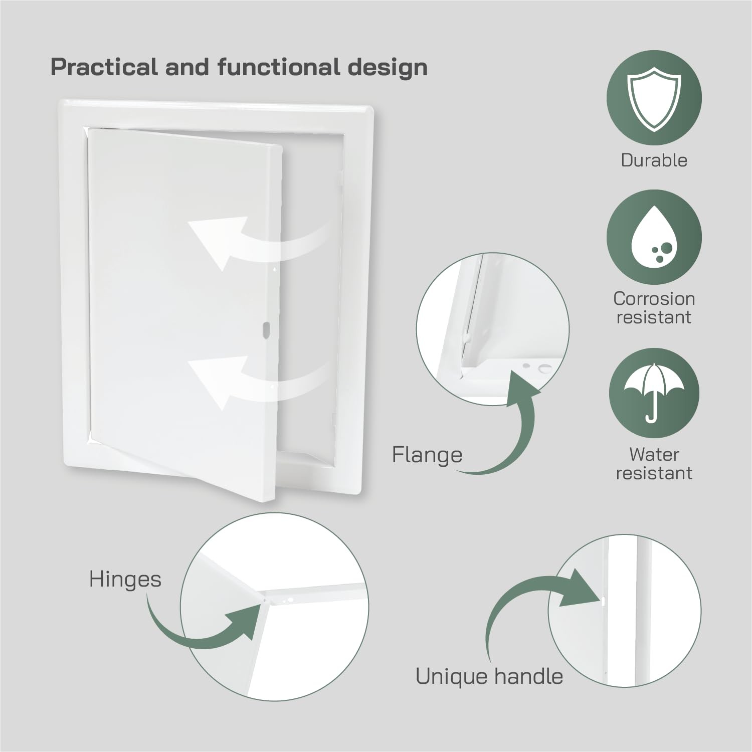 Vent Systems 8'' x 10'' Inch White Metal Access Panel - Easy Access Doors - Acce