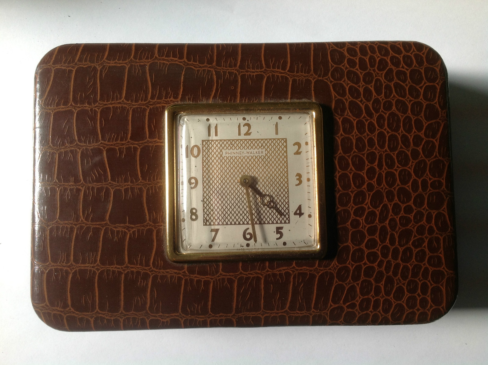 PHINNEY WALKER Vintage Watch Clock Used Brown Leather 18 x 12 x 4 cm