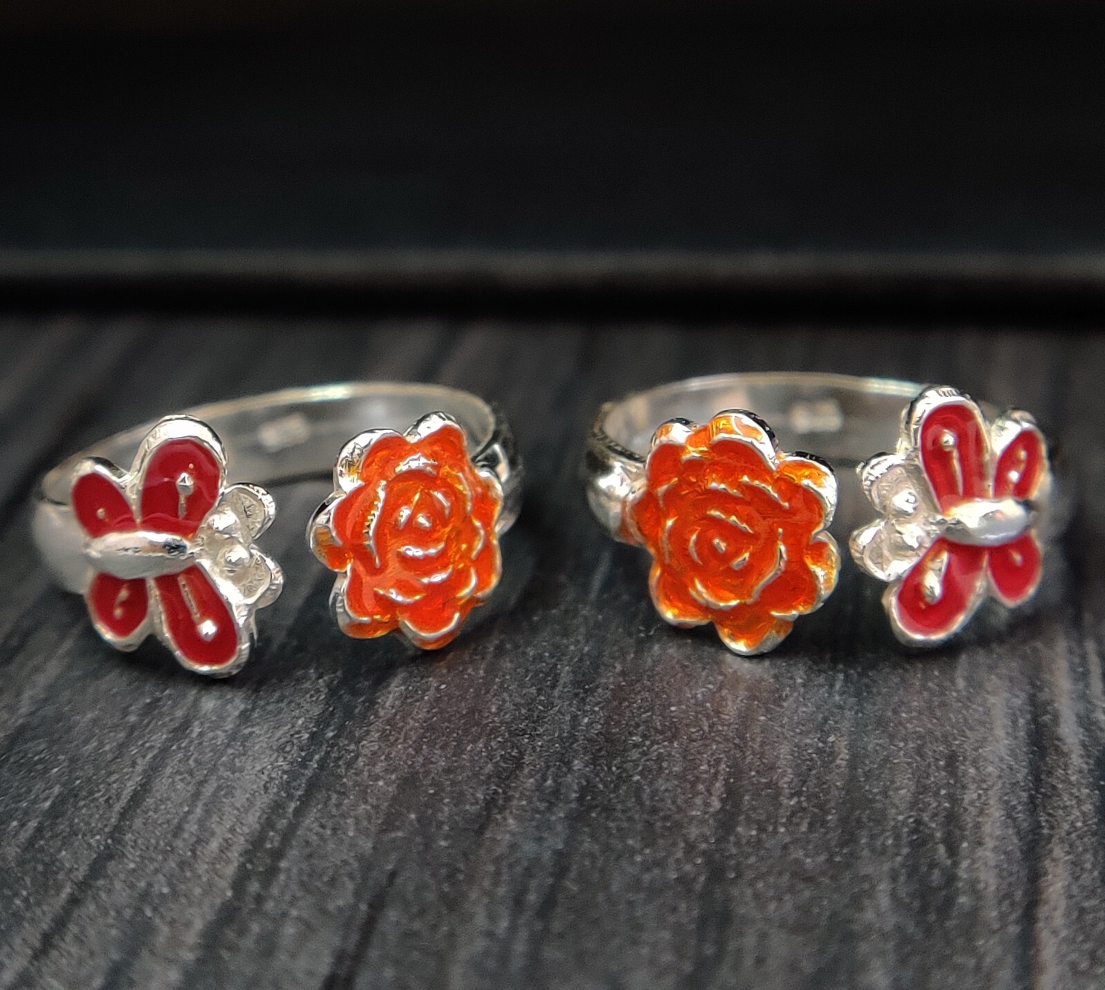 925 Sterling Silver Star Butterfly Enamel Toe Ring Adjustable Flower Toe Ring