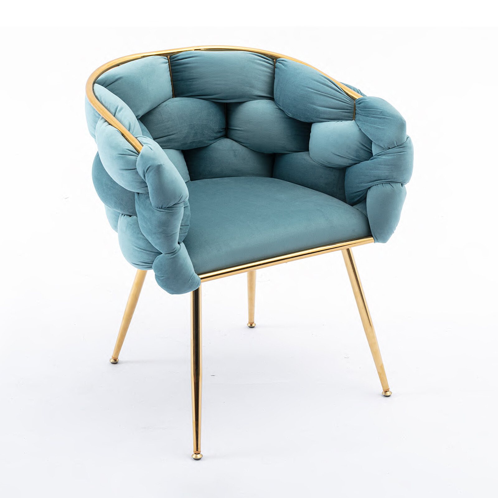 Modern Velvet Leisure Chair Single Sofa for Bedroom Dresser Stool Blue