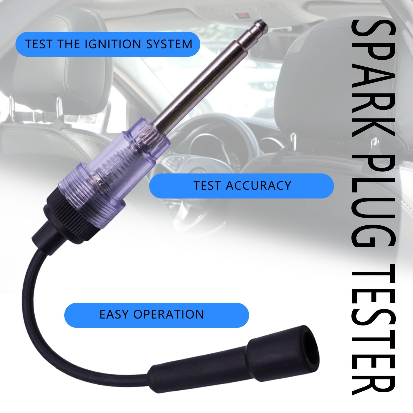 Inline Spark Plug Tester, Straight Boot Engine Ignition black