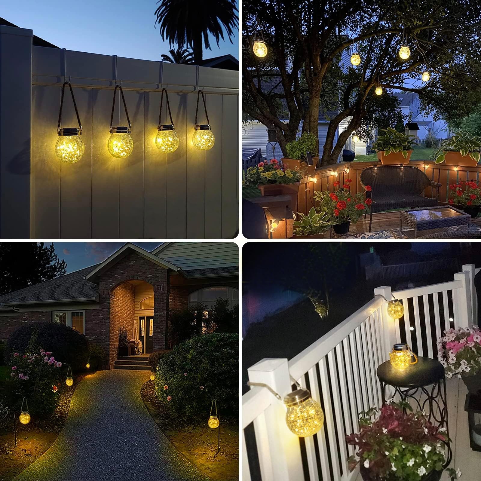 4 Pack Solar Lanterns Outdoor Waterproof Hanging 30 LED Garden Patio Lights