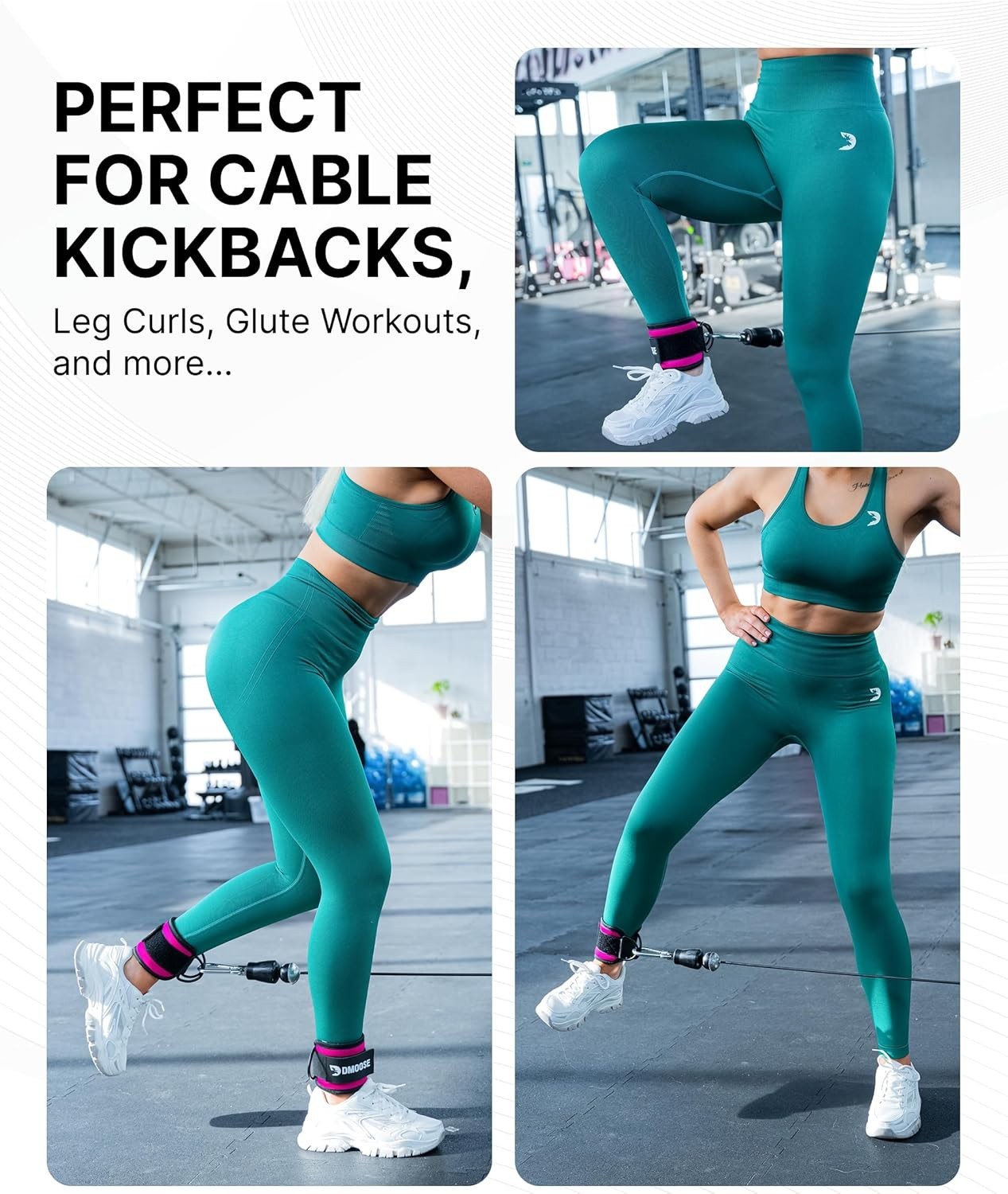Ankle Straps for Cable Machines - One Size Fit with Padding, Glute Kickback ...