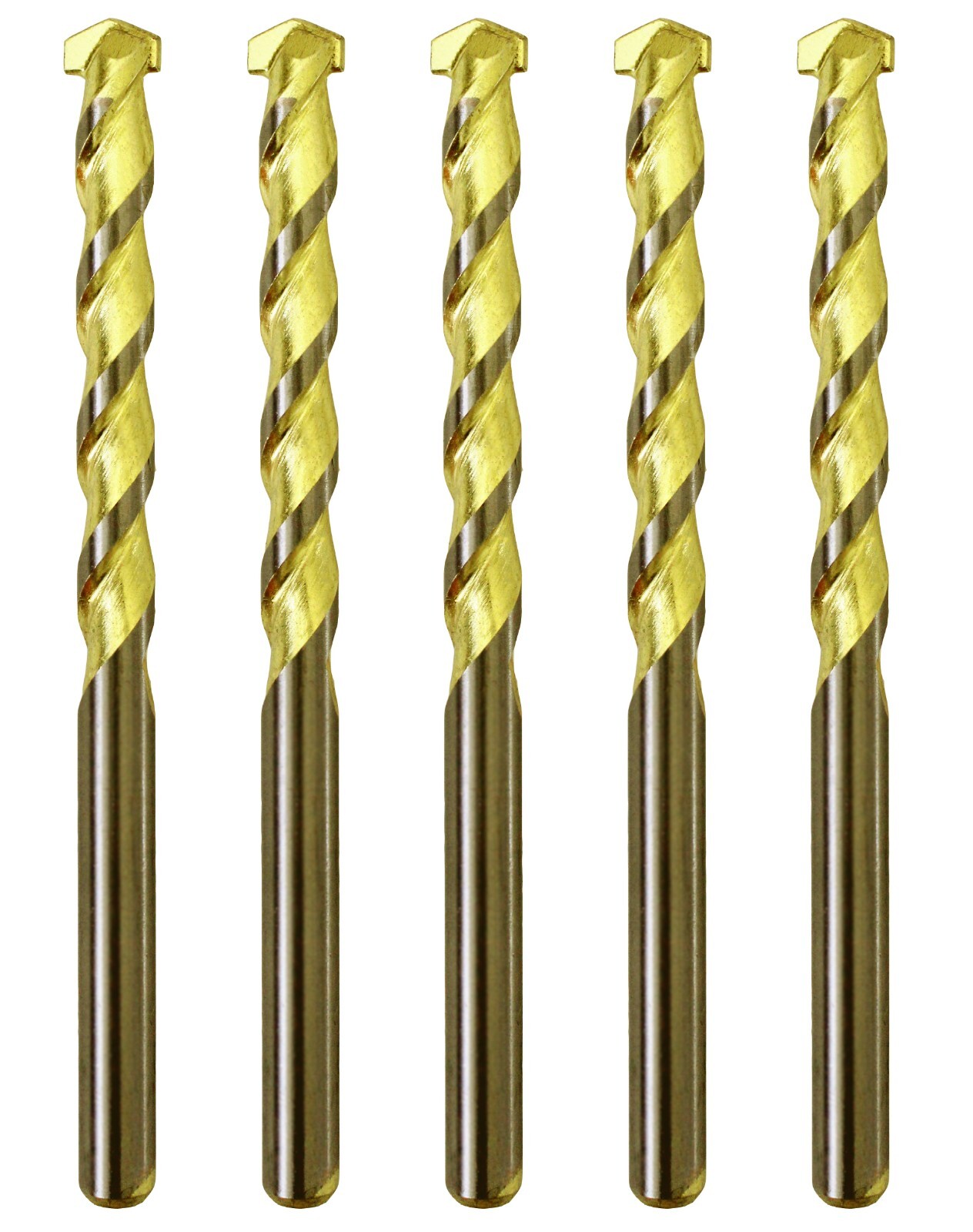 Masonry Drill Bit Set 3/8 In. Carbide Tip Golden Flute Drill Concrete Brick-5Pcs