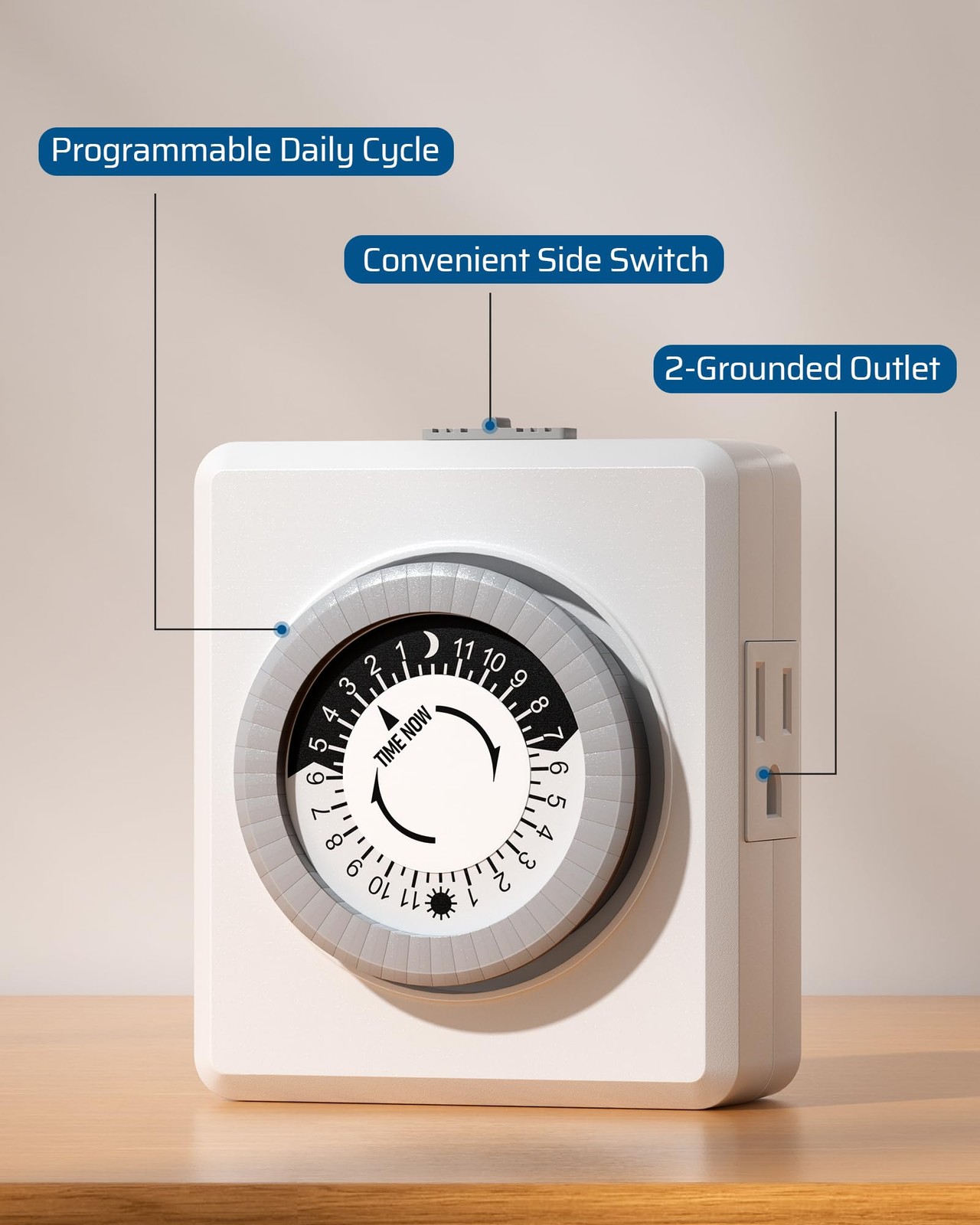 DEWENWILS 24 Hour Cycle Plug-in Mechanical Timer 2 Pack, Indoor White