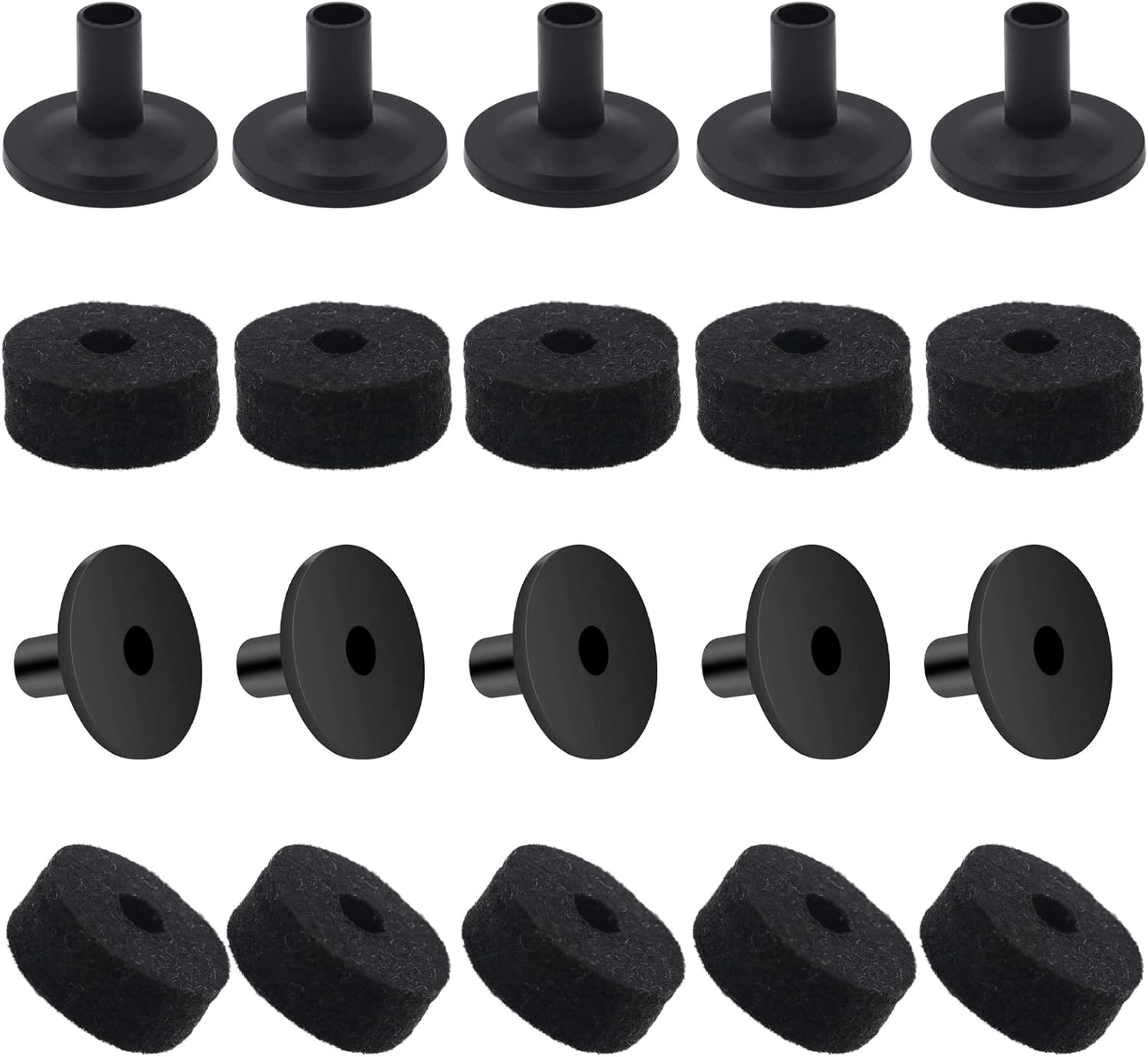 Set of Cymbal Stand Sleeves and Felts, 10Pcs Black Standard Size Cymbals Stand F