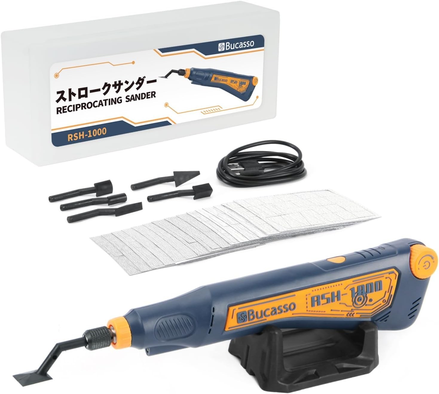 Mini Reciprocating Detail Sander USB Rechargeable Variable Speed LED Blue