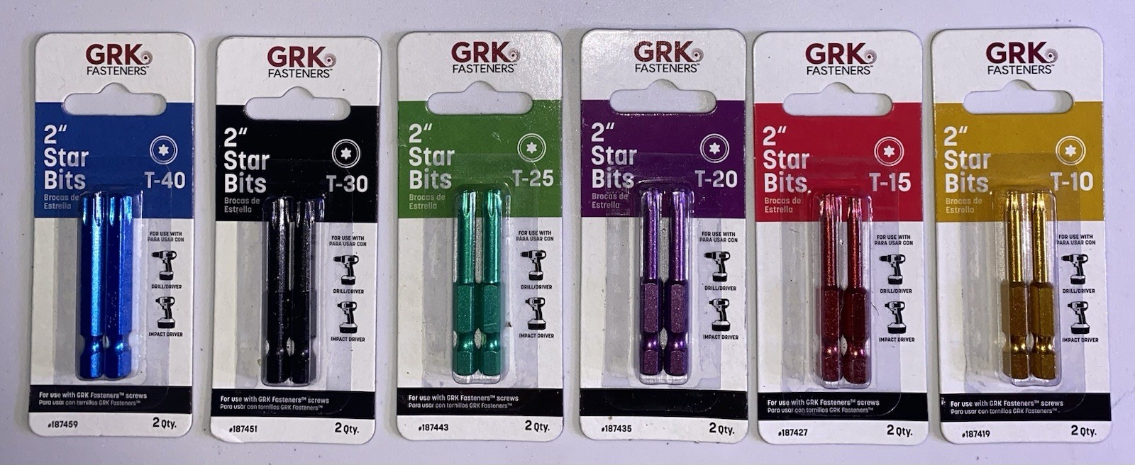 GRK 2-in. Carbon Steel STAR Drill Drive Bits: T-10, T-15, T-20, T-25, T-30, T-40