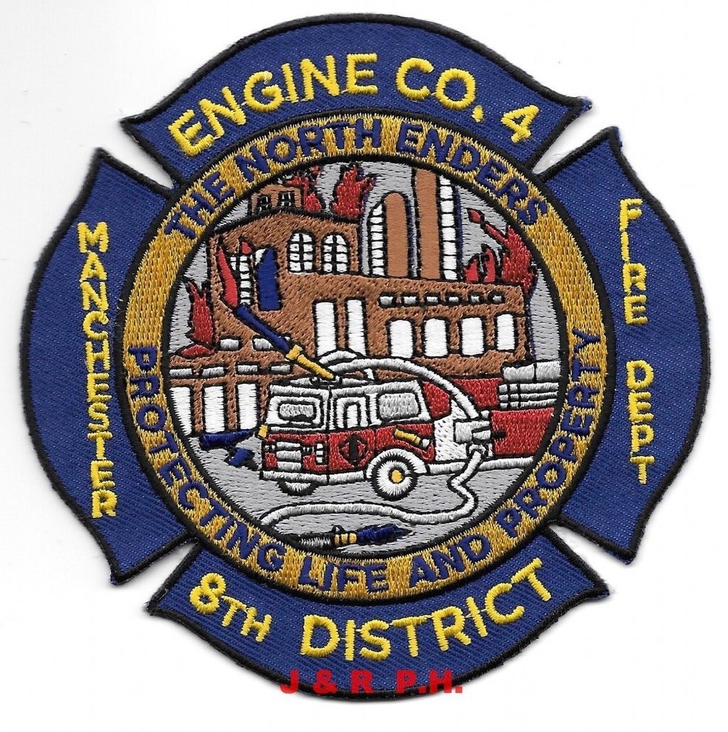Manchester Engine - 4 / Dist.-8 "N. Enders", CT (4.25" x 4.25") fire patch