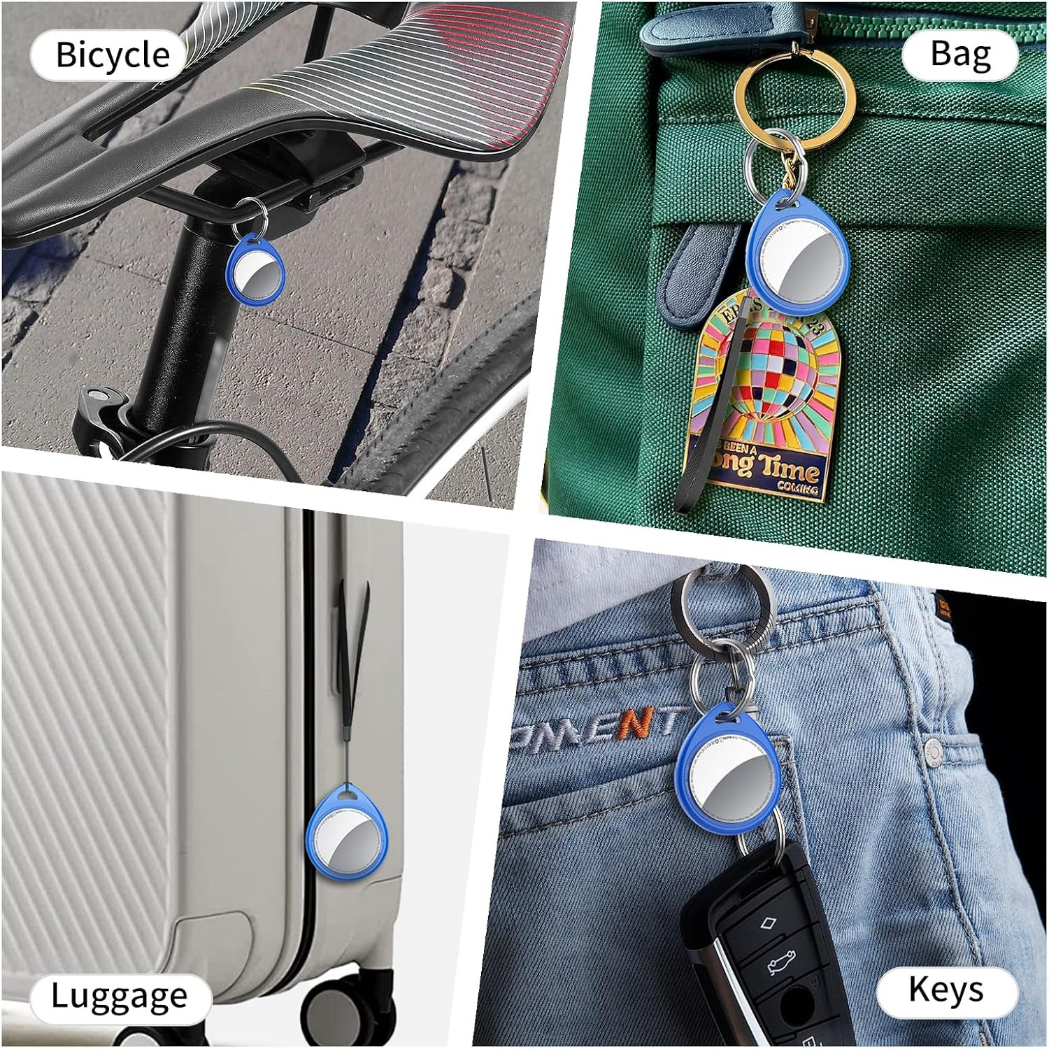 Air Tracker Tags-4 Pack Blue, 5.3 Bluetooth Tracker Work with Apple Find My (Ios