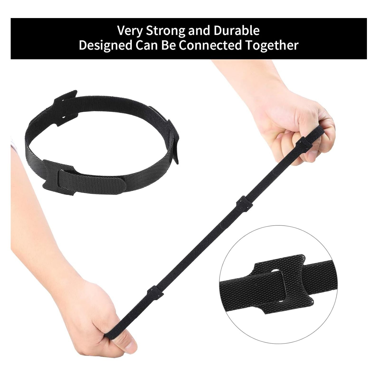 200 PCS Reusable Cable Ties 4/6/8/10in Cord Organizer Straps Black