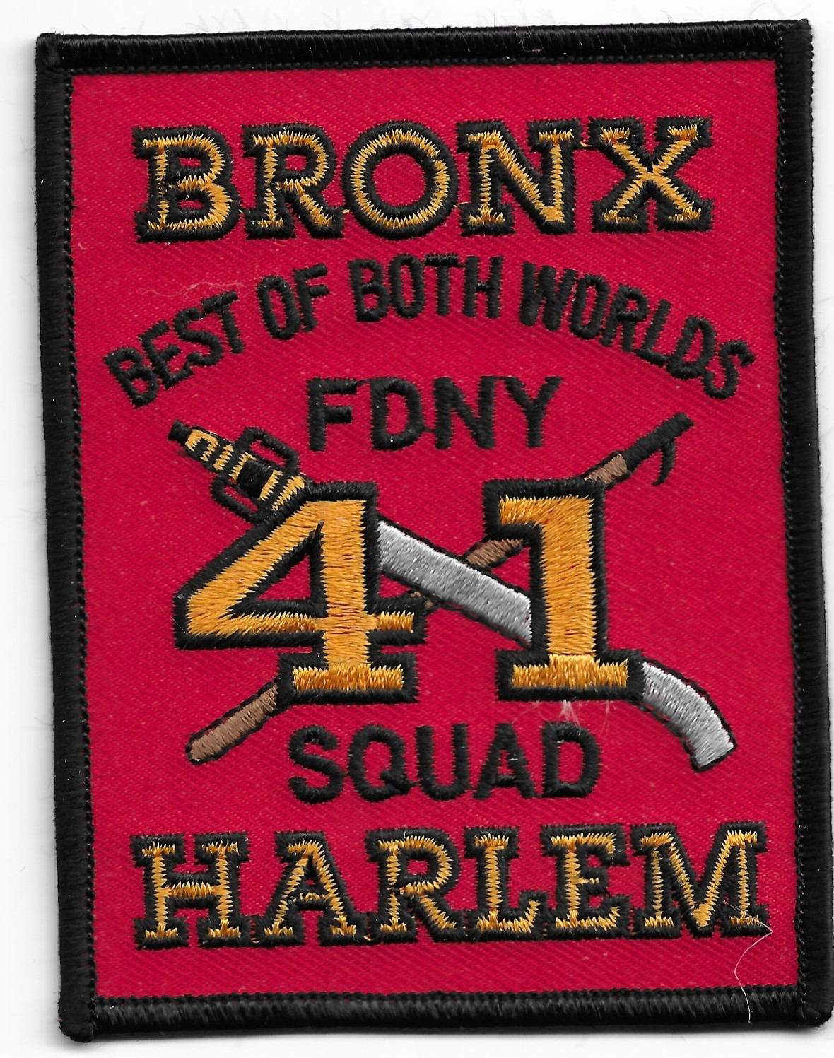 New York City  FDNY SQUAD - 41  "Best of Both Worlds" (3.25" x 4.25") fire patch