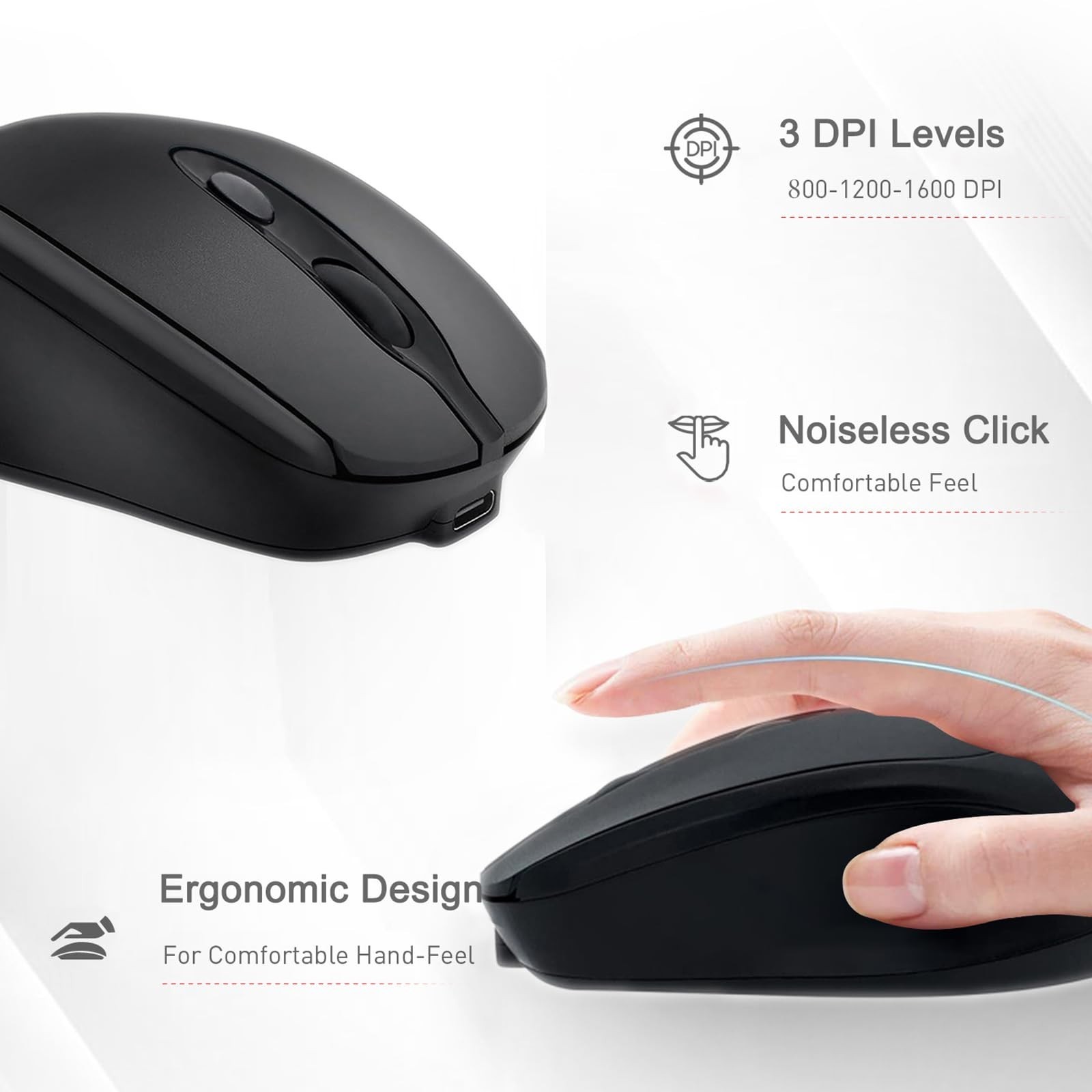 USB C Wireless Bluetooth Mouse Rechargeable Compatible with MacBook Laptop Deskt
