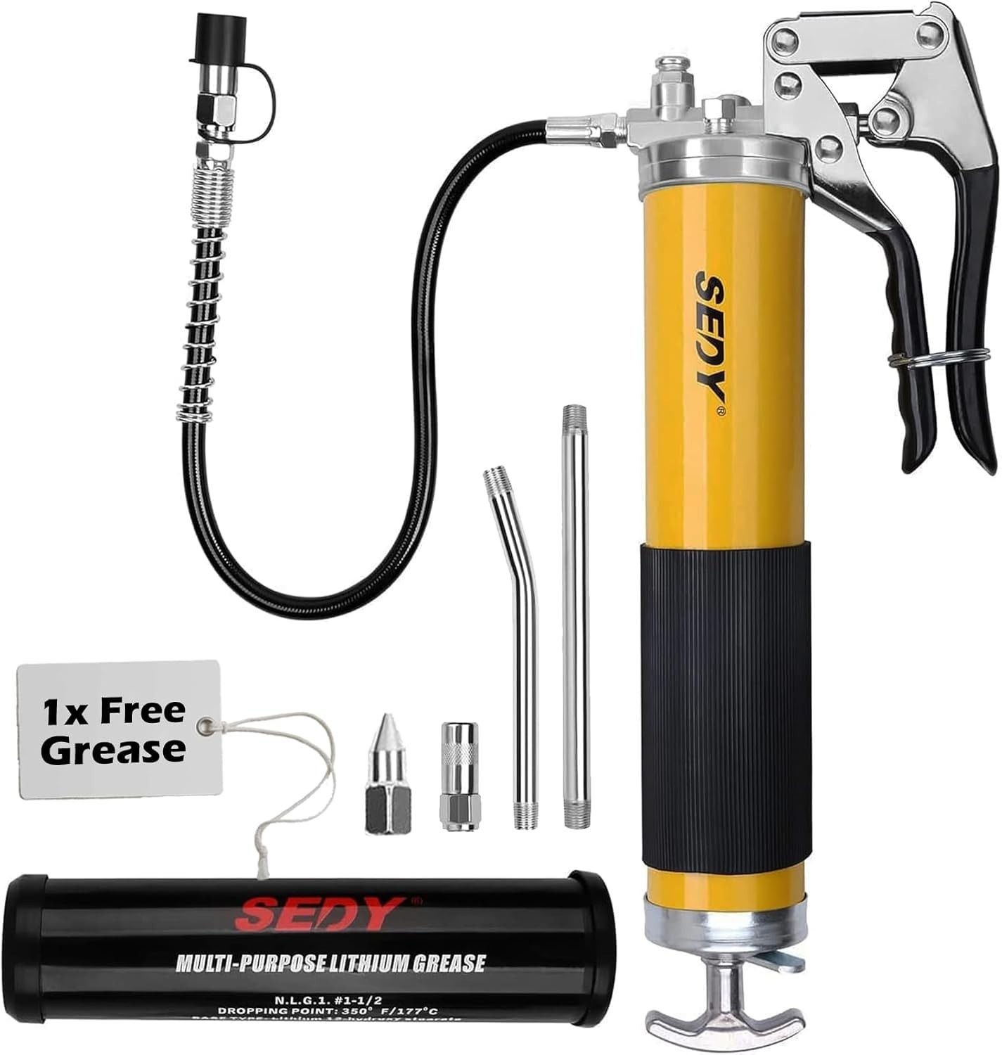 Kit de pistola engrasadora de servicio pesado Tubo de grasa libre 8000 PSI NUEVO