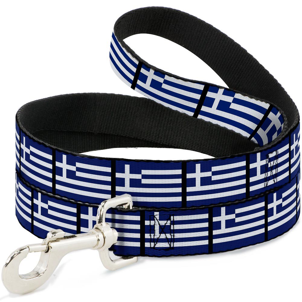 Dog Leash Greece Flags NARROW 0.5"